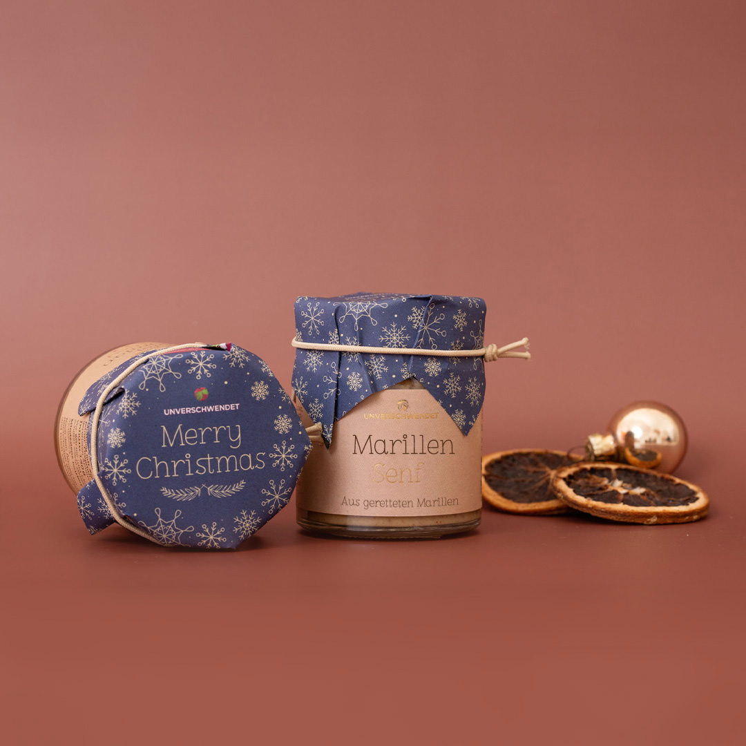 Marillen Senf Weihnachten blau-gold