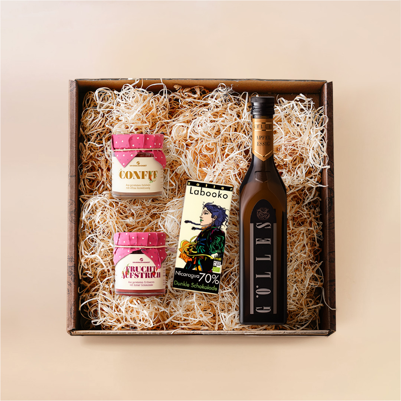 Quadratische Geschenkbox Genussfreunde Quadratische Geschenkbox Genussfreunde