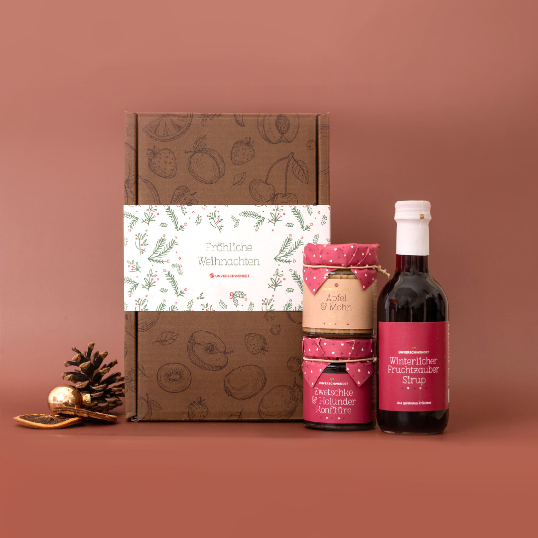 Geschenkkarton Feine Mischung Weihnachten rot-grün-weiß