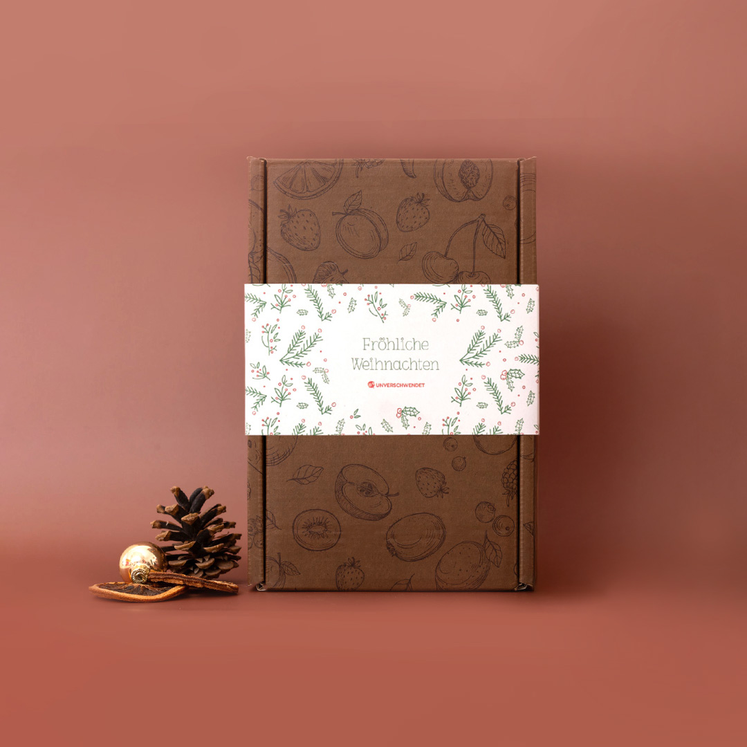 Geschenkkarton Knabberspaß & Bubbles Weihnachten rot-grün-weiß