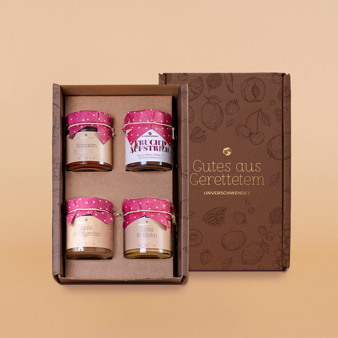 Geschenkkarton Genuss hoch Vier Geschenkkarton Genuss hoch Vier