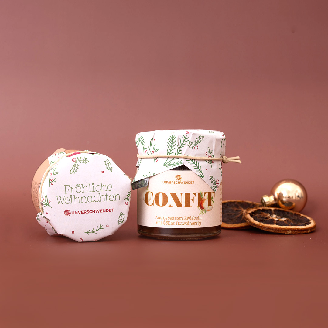 Zwiebel & Gölles Rotweinessig Confit Weihnachten rot-grün-weiß