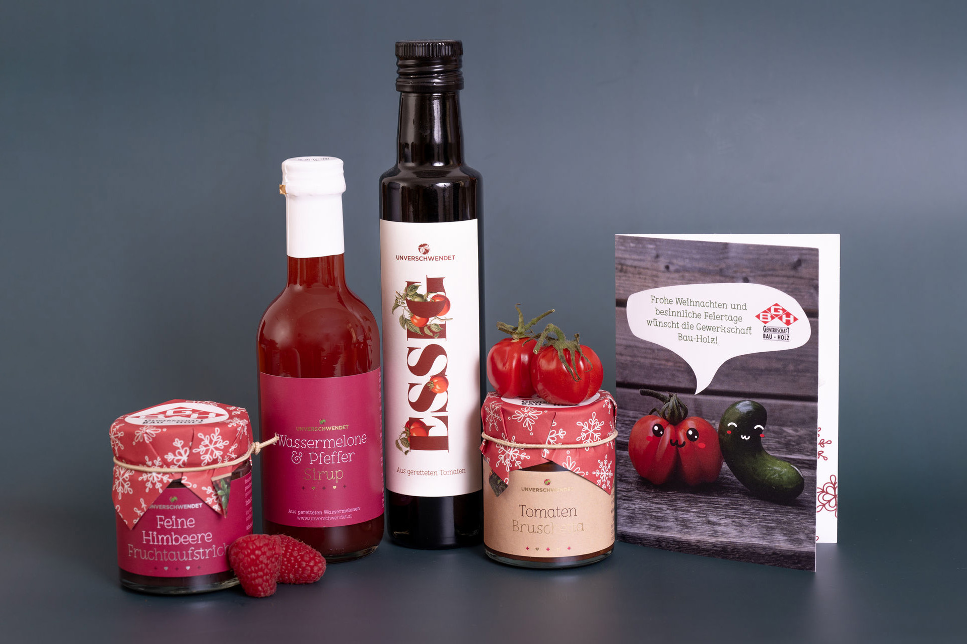 Geschenkset unverscwendet und Karte (im Weihnachtsdesign) Geschenkset unverscwendet und Karte