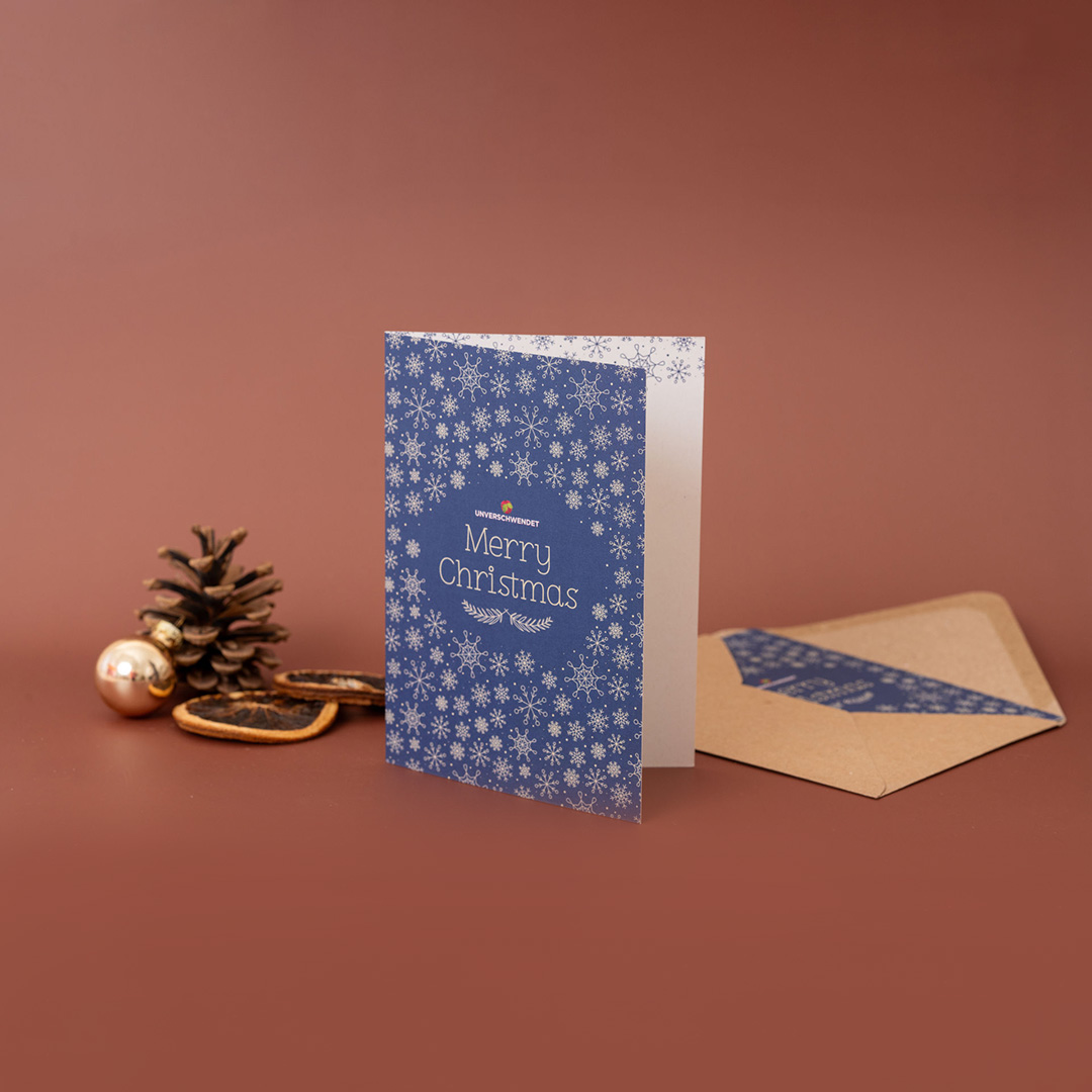 Klappkarte & Kuvert Weihnacht blau-gold