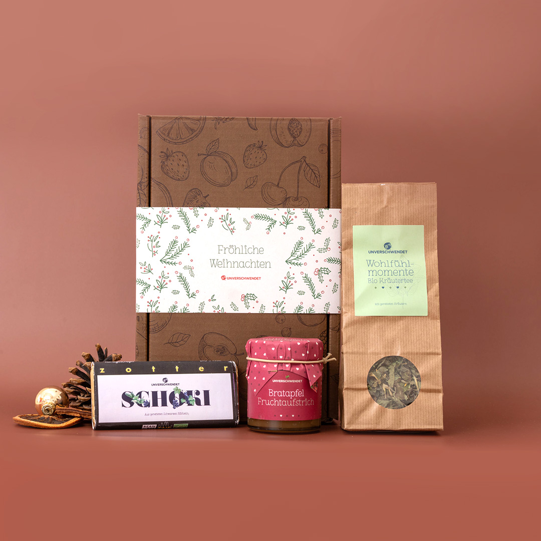 Geschenkbox Kleine Auszeit Weihnachten rot-grün-weiß Geschenkbox Kleine Auszeit Weihnachten rot-grün-weiß