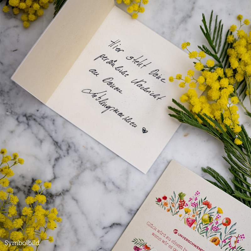 Handgeschriebene Grußkarte Alles Liebe floral mit Kuvert