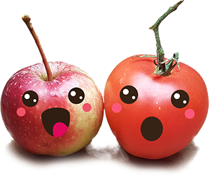 Unverschwendet Früchtchen: Apfel und Tomate