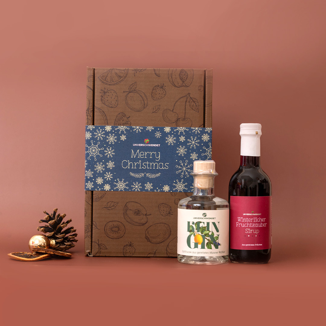 Geschenkbox Gin o'Clock Winterzauber Weihnachten blau-gold
