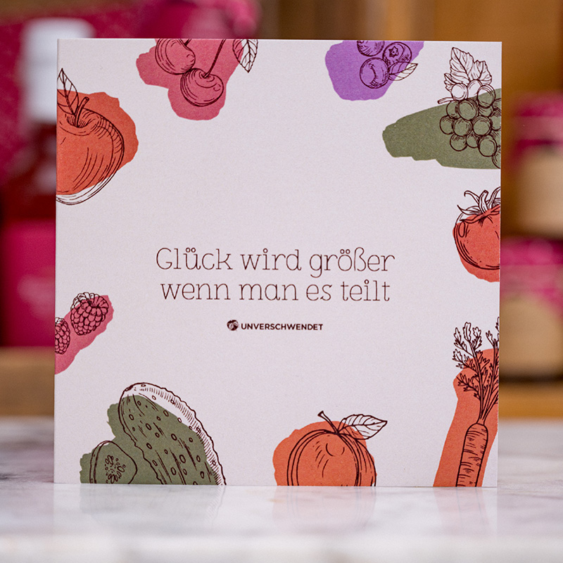 Handgeschriebene Grußkarte Alles Liebe Obst und Gemüse mit Kuvert